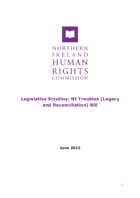 Publication Briefing For The Joint Committee On Human Rights On The Ni Troubles Legacy And